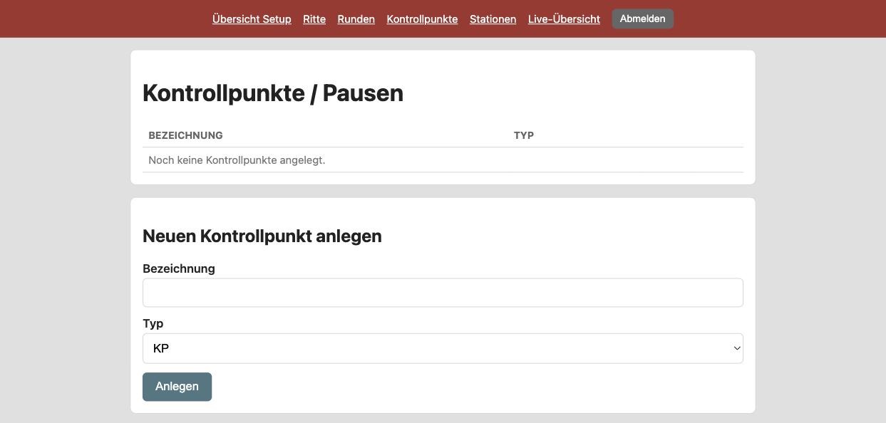 Formular zum Anlegen eines Kontrollpunkts