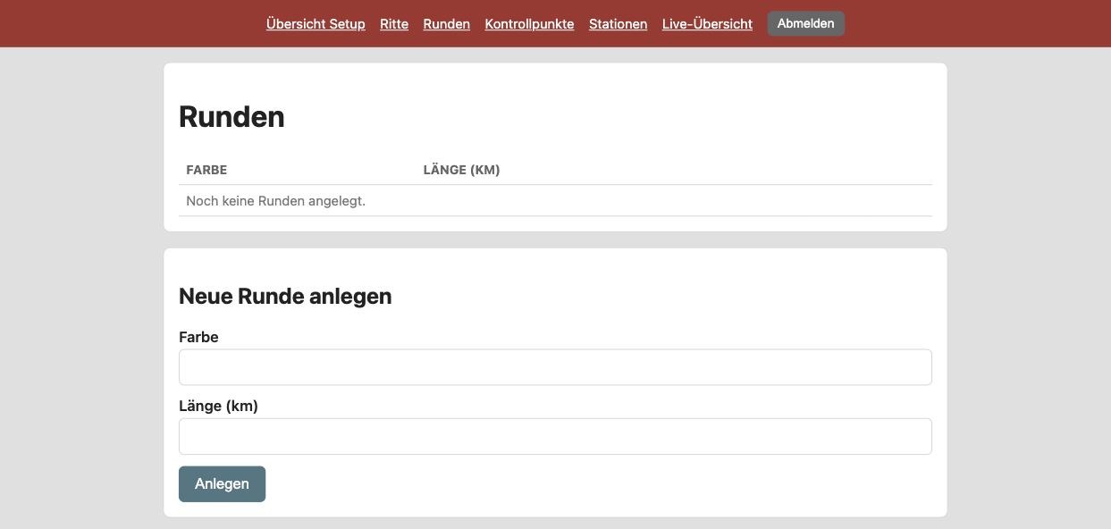 Formular zum Anlegen einer Runde