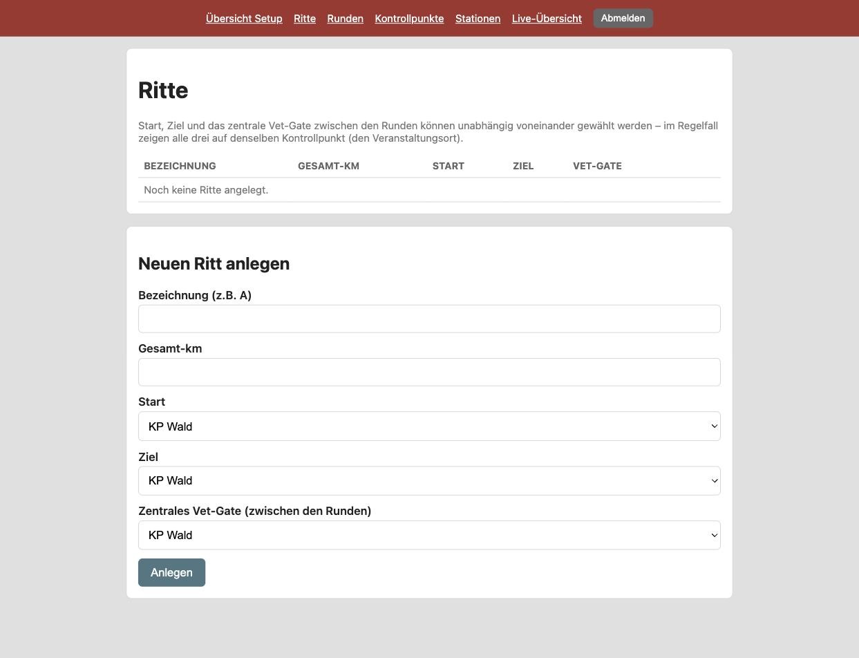 Formular zum Anlegen eines Ritts
